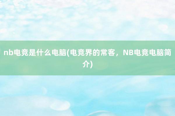 nb电竞是什么电脑(电竞界的常客，NB电竞电脑简介)