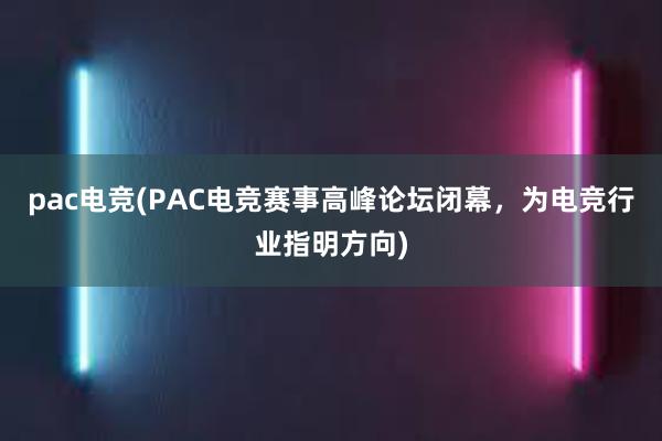 pac电竞(PAC电竞赛事高峰论坛闭幕，为电竞行业指明方向)