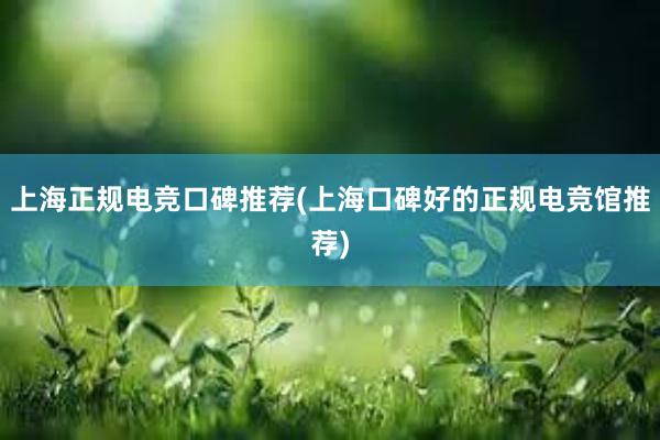 上海正规电竞口碑推荐(上海口碑好的正规电竞馆推荐)