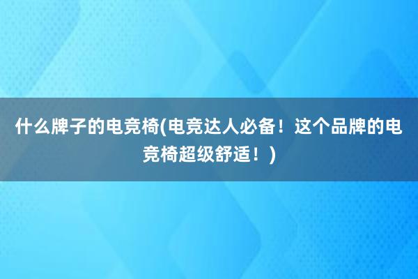 什么牌子的电竞椅(电竞达人必备！这个品牌的电竞椅超级舒适！)