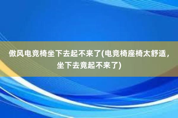 傲风电竞椅坐下去起不来了(电竞椅座椅太舒适，坐下去竟起不来了)