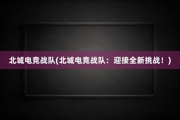 北城电竞战队(北城电竞战队：迎接全新挑战！)