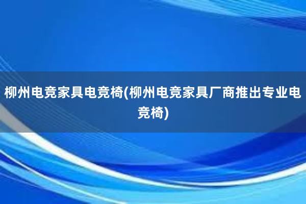 柳州电竞家具电竞椅(柳州电竞家具厂商推出专业电竞椅)