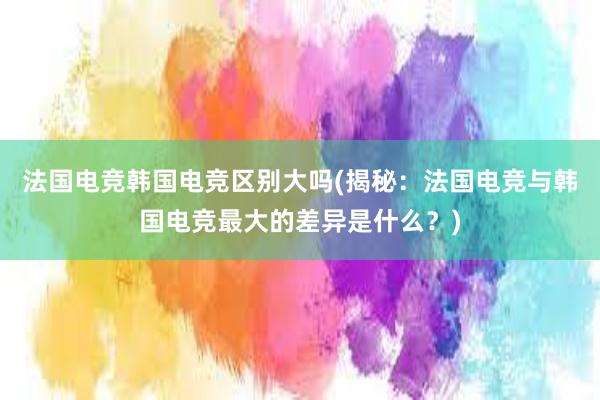 法国电竞韩国电竞区别大吗(揭秘：法国电竞与韩国电竞最大的差异是什么？)