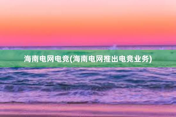 海南电网电竞(海南电网推出电竞业务)