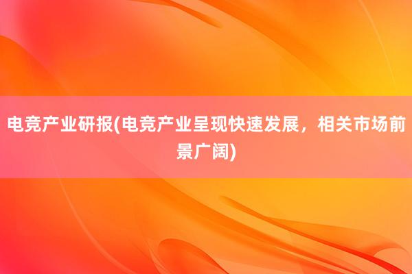 电竞产业研报(电竞产业呈现快速发展，相关市场前景广阔)