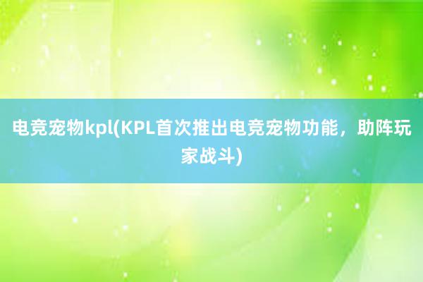 电竞宠物kpl(KPL首次推出电竞宠物功能，助阵玩家战斗)