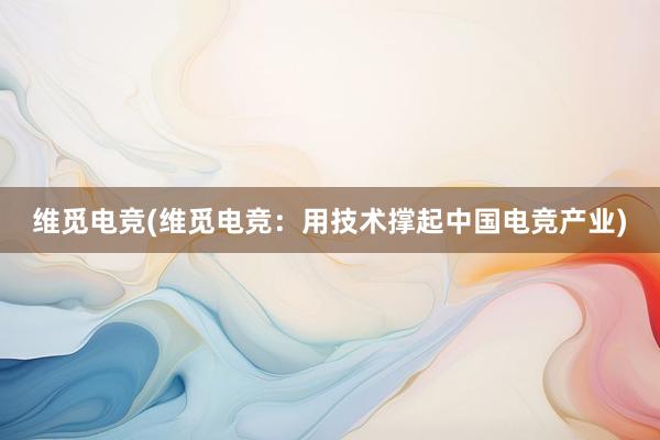 维觅电竞(维觅电竞：用技术撑起中国电竞产业)