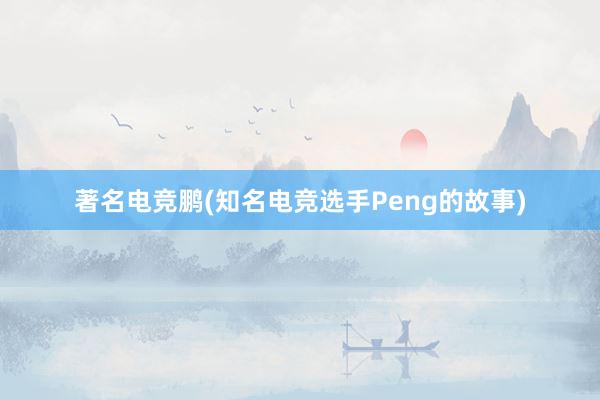 著名电竞鹏(知名电竞选手Peng的故事)