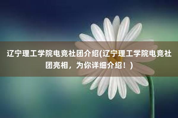 辽宁理工学院电竞社团介绍(辽宁理工学院电竞社团亮相，为你详细介绍！)