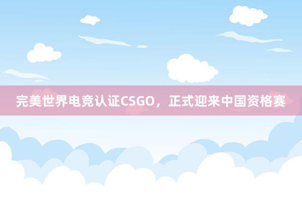 完美世界电竞认证CSGO，正式迎来中国资格赛