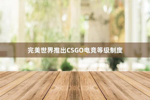 完美世界推出CSGO电竞等级制度