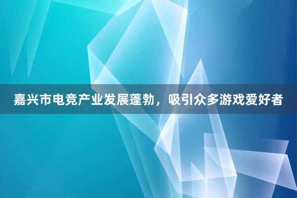 嘉兴市电竞产业发展蓬勃，吸引众多游戏爱好者