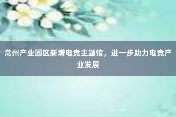 常州产业园区新增电竞主题馆，进一步助力电竞产业发展