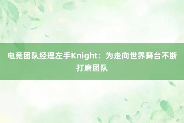 电竞团队经理左手Knight：为走向世界舞台不断打磨团队