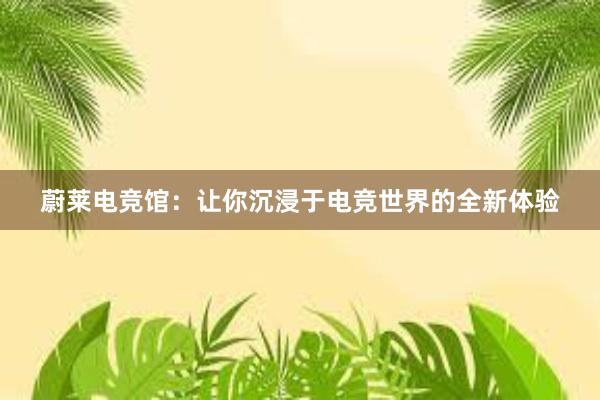 蔚莱电竞馆：让你沉浸于电竞世界的全新体验